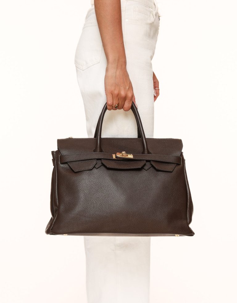 Donkerbruine Grote Gouden Details - Tas | Olivia & Kate