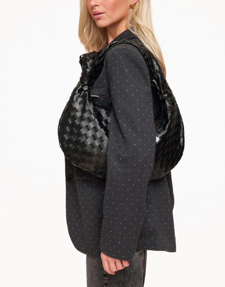 Zwarte Grote Brede Gevlochten - Tas | Olivia & Kate