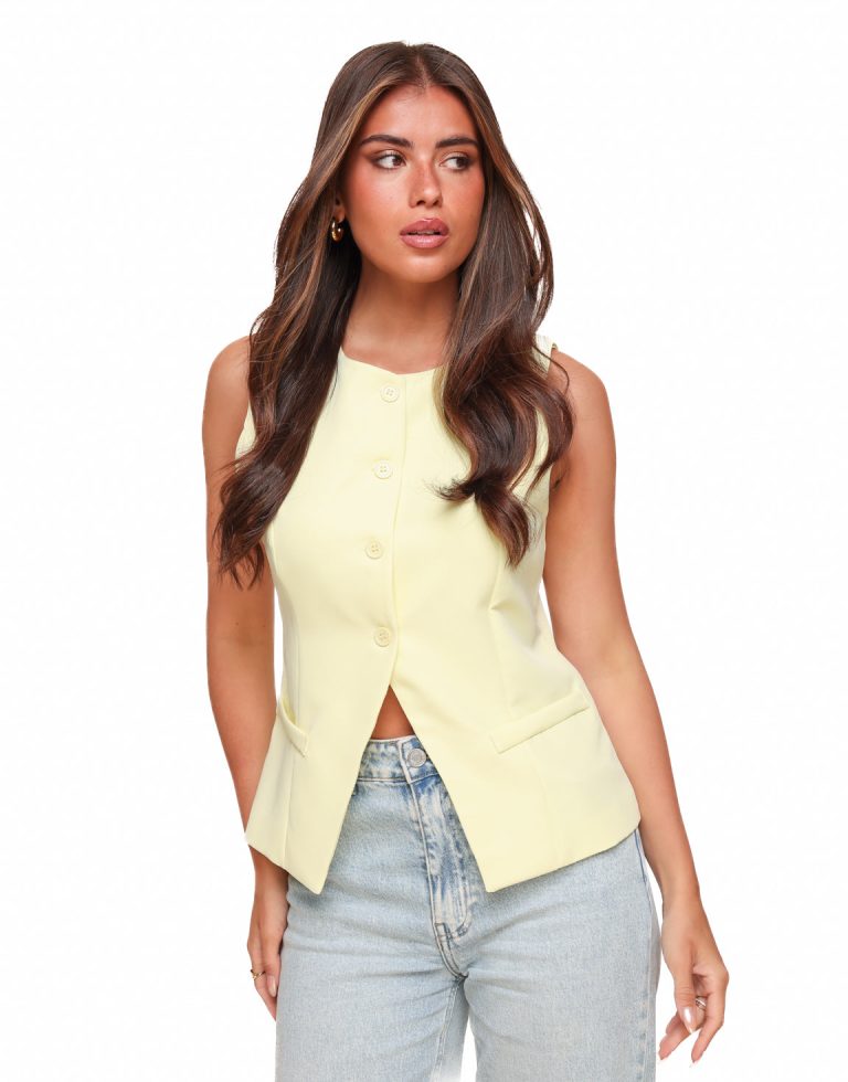 Zachtgele Hoge Knopen - Gilet | Olivia & Kate