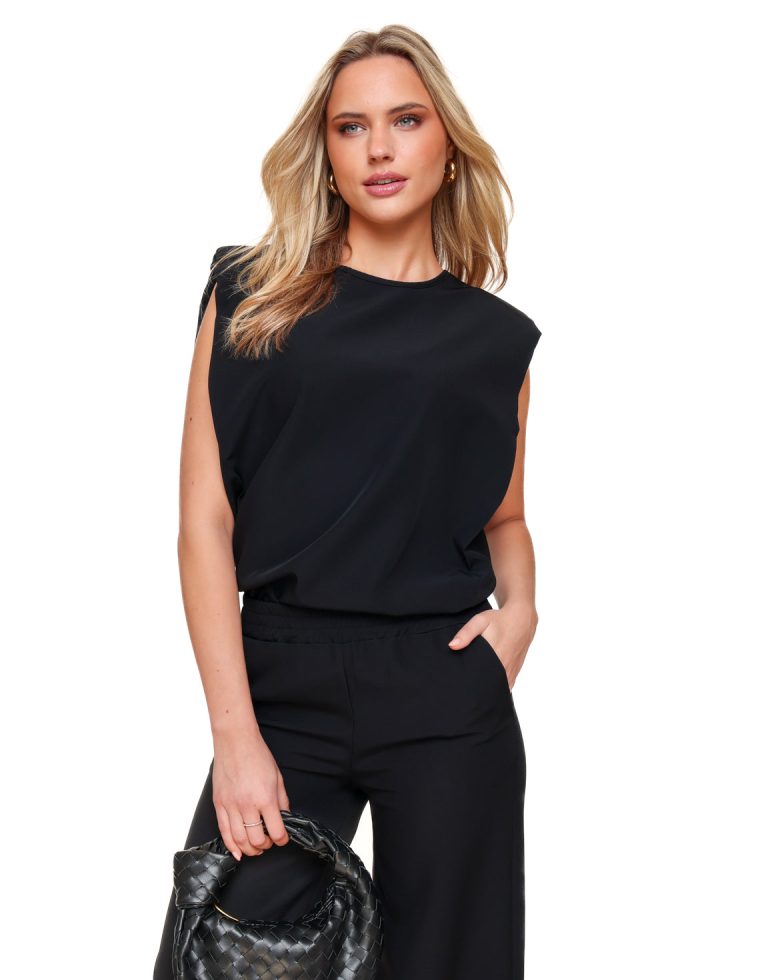 Zwarte Basic Schoudervullingen - Top | Olivia & Kate