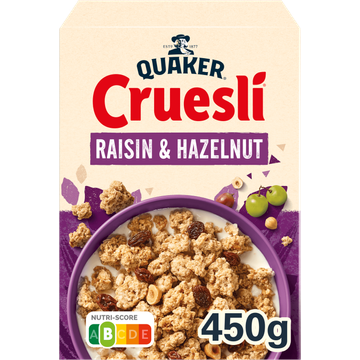 Quaker Cruesli Rozijn & Hazelnoot Ontbijtgranen 450 gr bij Jumbo | Flickmyhouse