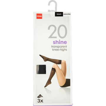 HEMA Kniekousen Glanzend 20 Denier Zwart One Size 3 Stuks bij Jumbo | Flickmyhouse