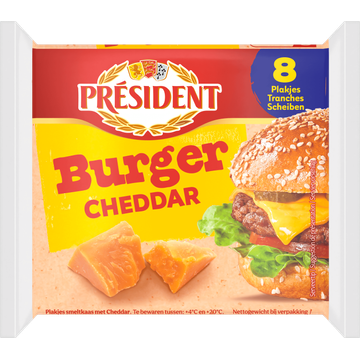 President Burger Cheddar 8 Plakjes 150 g bij Jumbo | Flickmyhouse
