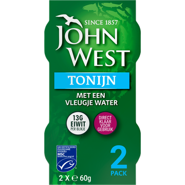 John West Tonijnstukken met een Vleugje Water 2 x 60g bij Jumbo | Flickmyhouse