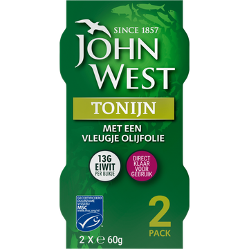 John West Tonijnstukken met een Vleugje Olijfolie 2 x 60g bij Jumbo | Flickmyhouse