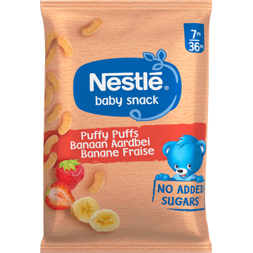 Nestle Baby Snack Puffy Puffs Banaan Aardbei 7m36m 28 g bij Jumbo | Flickmyhouse