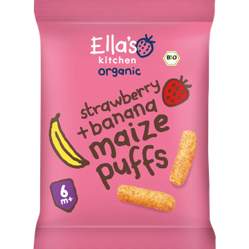 Ella's Kitchen Maize puffs aardbei + banaan 6+ biologisch 20 g bij Jumbo | Flickmyhouse