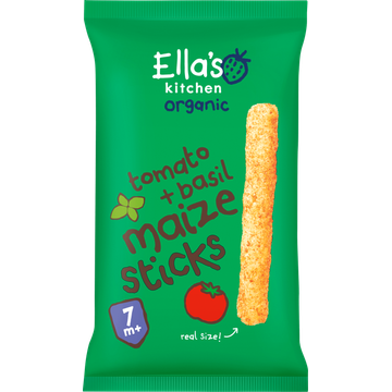 Ella's Kitchen Maize Sticks tomaat + basilicum 7+ biologisch 16g bij Jumbo | Flickmyhouse