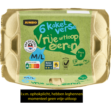 Jumbo Kakel Verse Vrije Uitloop Eieren M/L 6 Stuks | Flickmyhouse