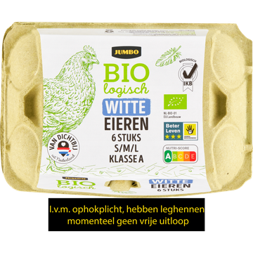 Jumbo Biologisch Witte Eieren 6 Stuks | Flickmyhouse