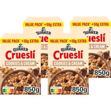 Quaker Cruesli Cookies & Cream Voordeelverpakking 4 x 850 gr bij Jumbo | Flickmyhouse