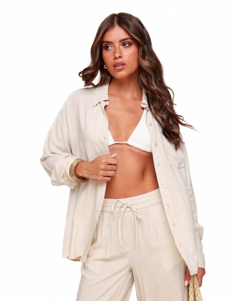 Beige Basic Linnen - Blouse | Olivia & Kate