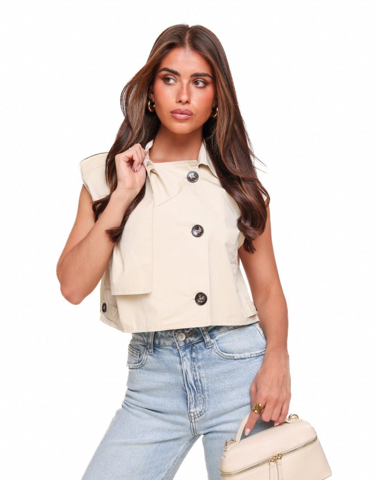 Beige Cropped Trench - Top | Olivia & Kate