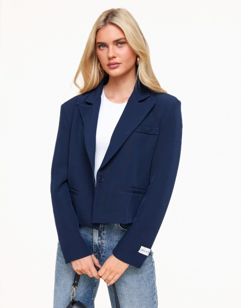 Donkerblauwe Cropped - Blazer | Olivia & Kate