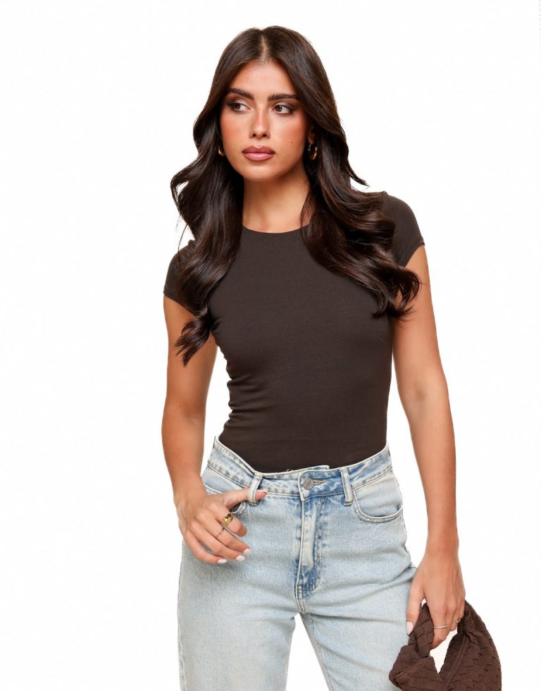 Donkerbruine Basic SS - Top | Olivia & Kate