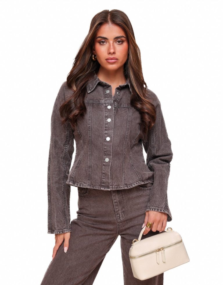 Donkerbruine Denim LS - Jasje | Olivia & Kate