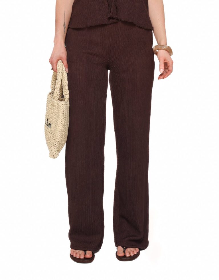 Donkerbruine Plisse - Broek | Olivia & Kate