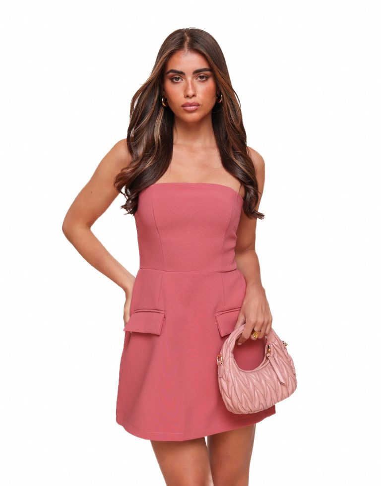 Framboos Strapless Uitlopende - Jurk | Olivia & Kate