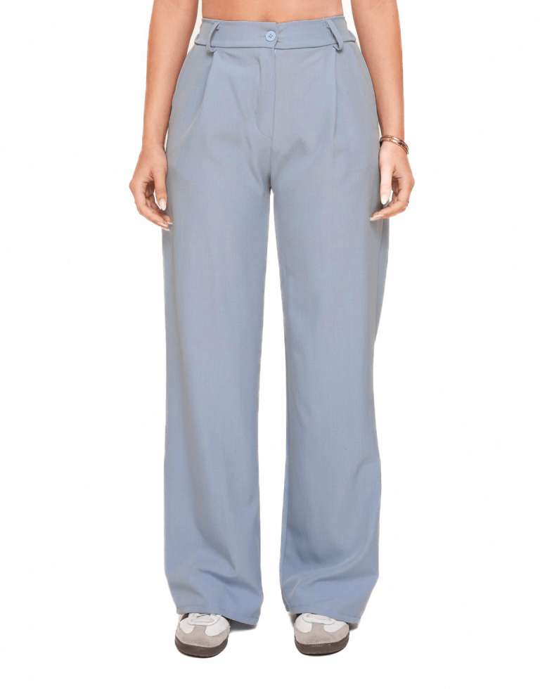 Jeansblauwe Moderne Elastiek Band -Pantalon | Olivia & Kate