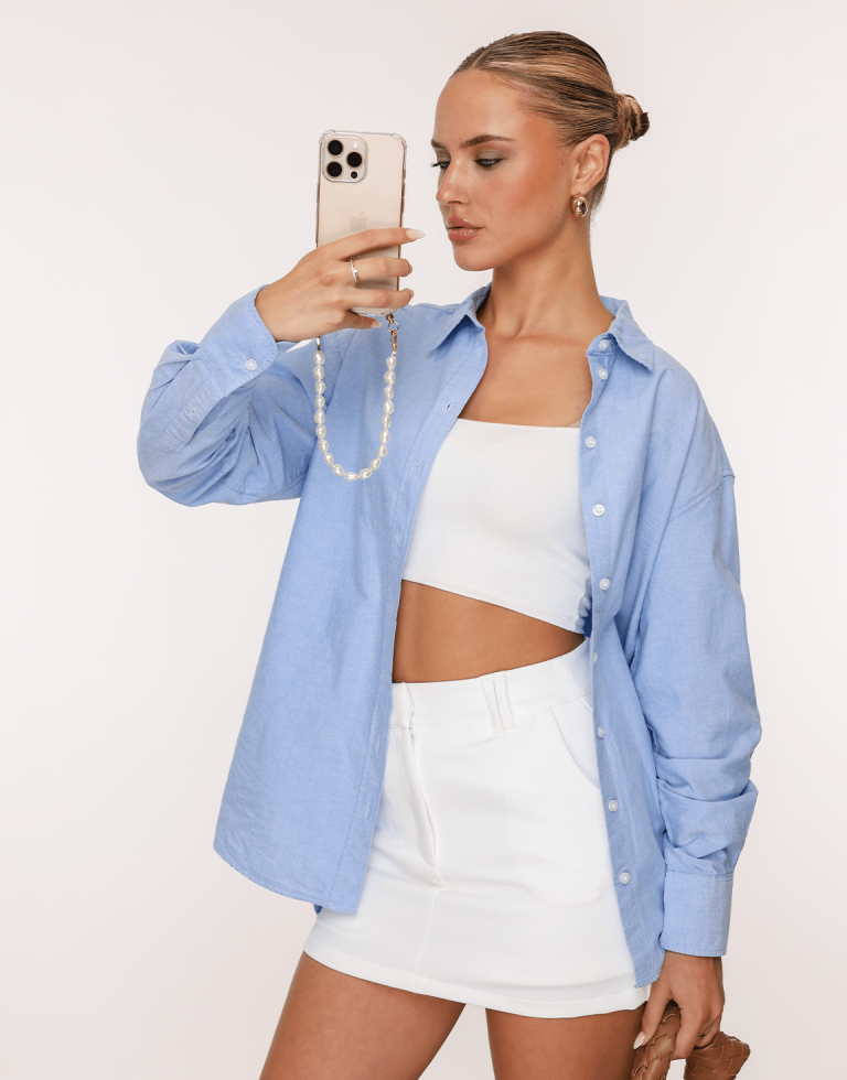 Lichtblauwe Basic - Blouse | Olivia & Kate