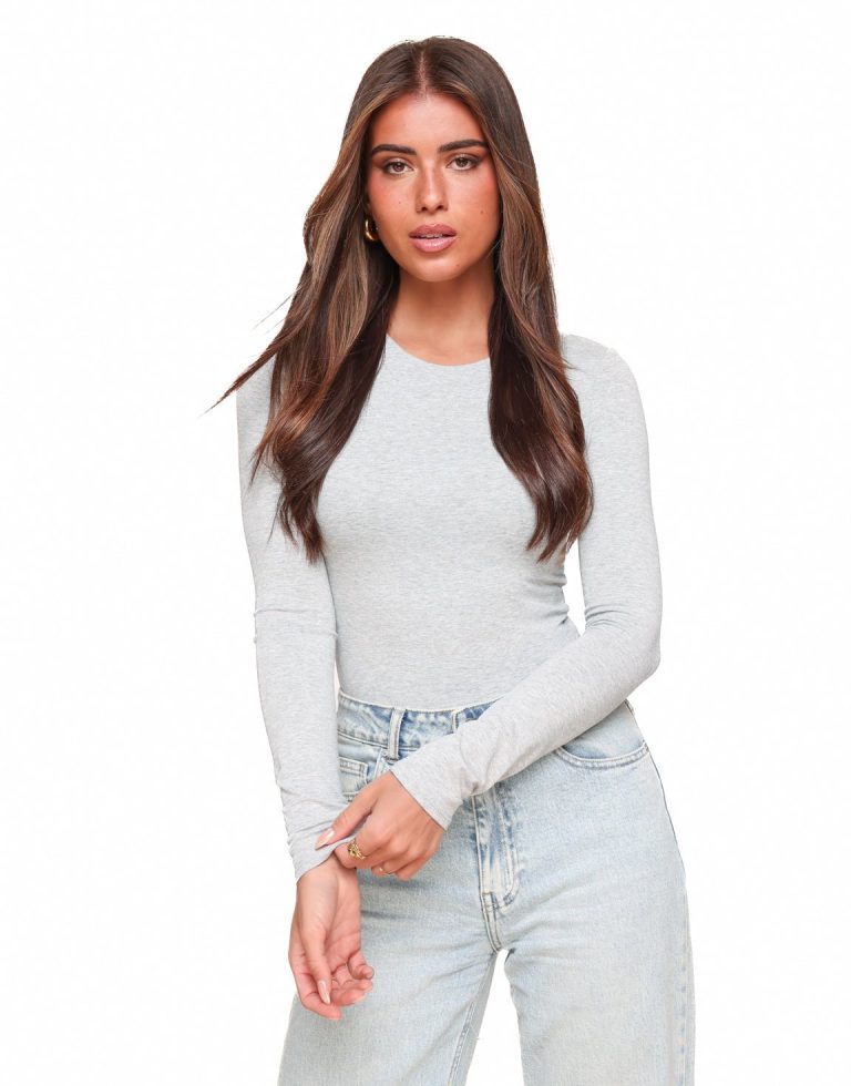 Lichtgrijze Basic LS - Top | Olivia & Kate