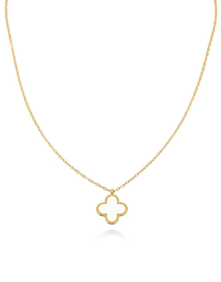 Witte Klaver - Ketting | Olivia & Kate