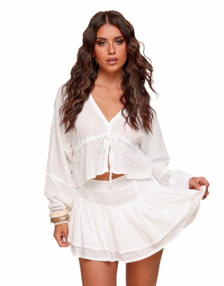 Witte V-hals - Blouse | Olivia & Kate