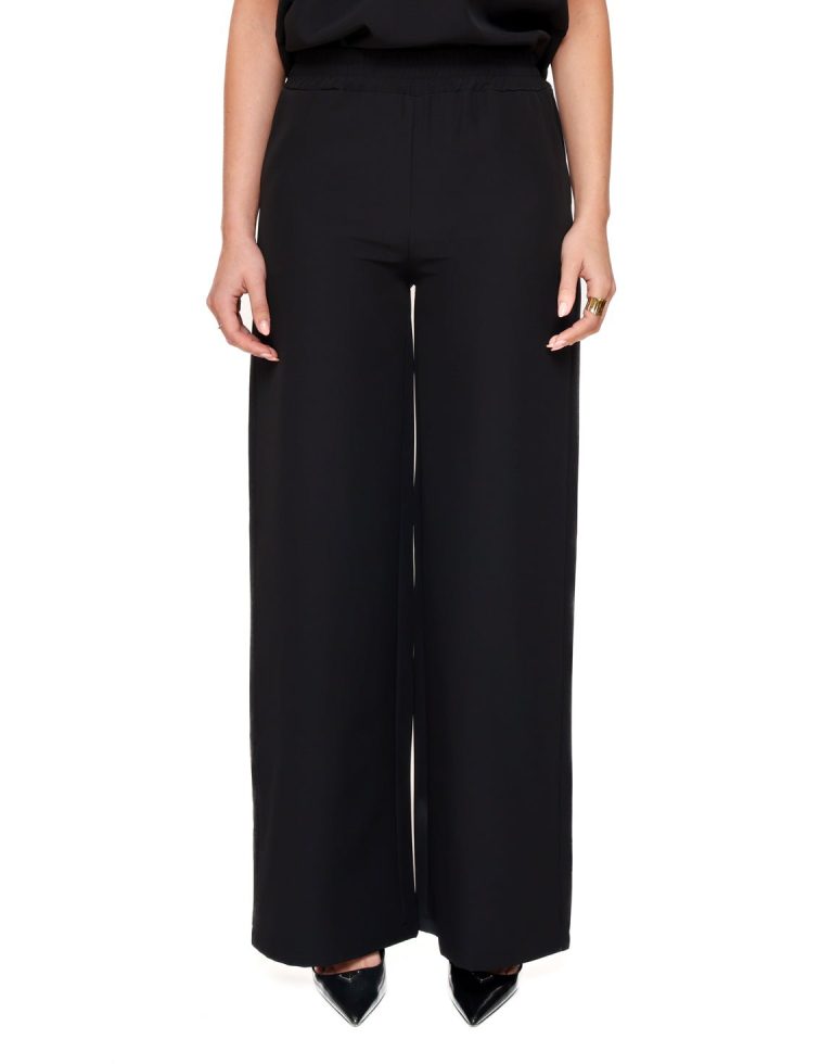 Zwarte Basic Wijde Elastiek Band - Pantalon | Olivia & Kate