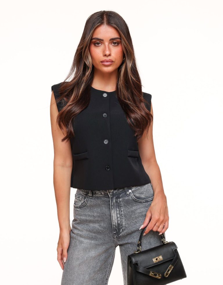 Zwarte F/W Edit Cropped - Gilet | Olivia & Kate