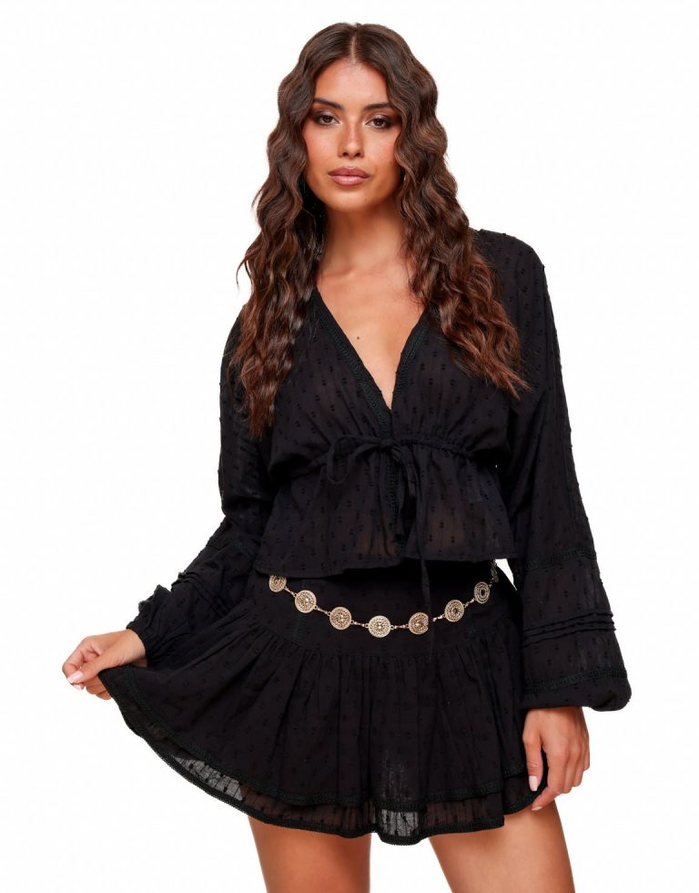 Zwarte V-hals - Blouse | Olivia & Kate