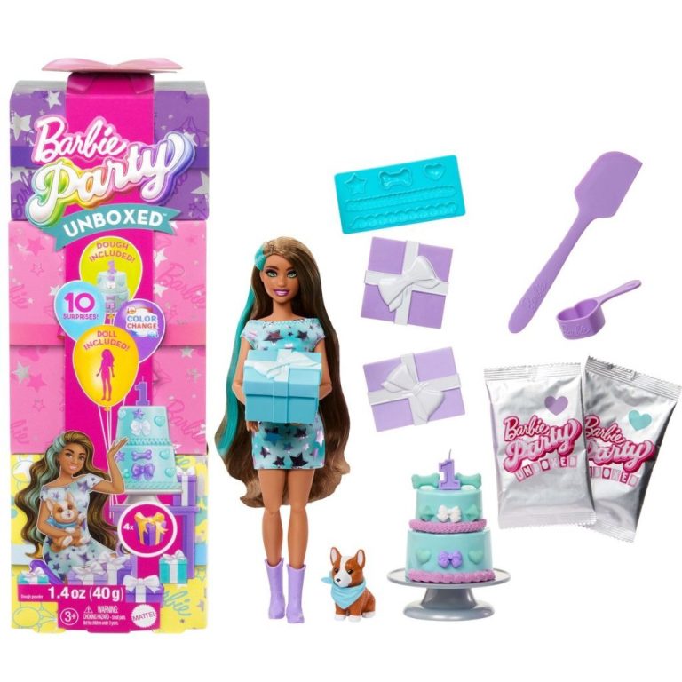 Barbie Party Unboxed Pop met Blauwe Jurk | Kopen bij Flickmyhouse