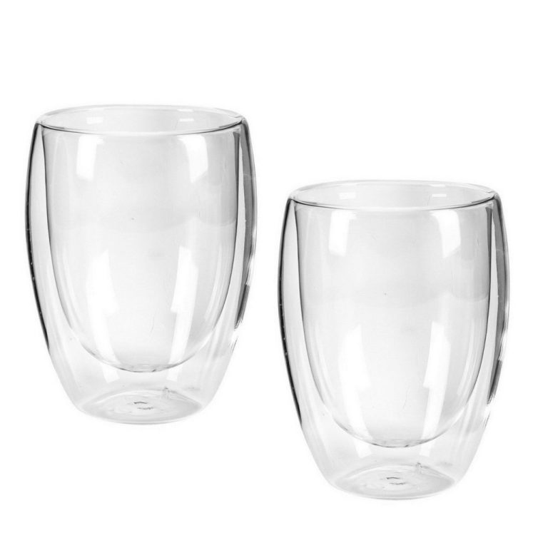 Cappucino Glazen Dubbelwandig 300 ml 2 Stuks Transparant | Kopen bij Flickmyhouse