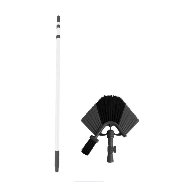Clean Home Driehoekige Bezem met Telescopische Steel Zwart/Wit | Kopen bij Flickmyhouse