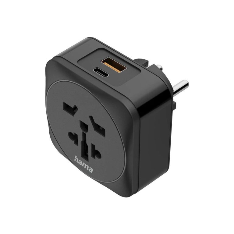 Hama Reisadapter Type E/F 3-polig EU 1x USB-C 1x USB-A PD 20W Zwart | Kopen bij Flickmyhouse