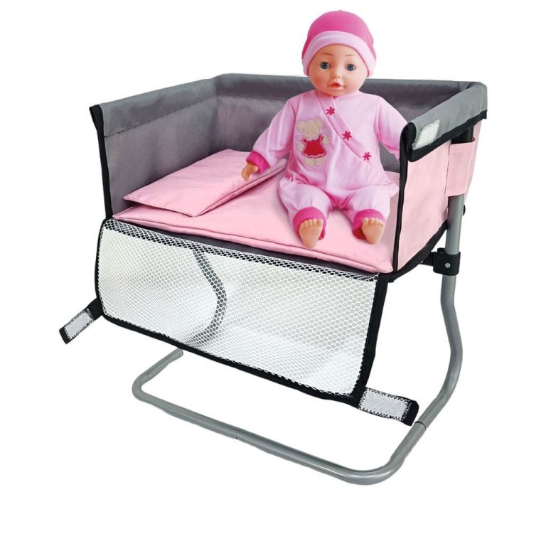 Poppen Verzorgingstafel 39x25x39 cm Grijs/Roze | Kopen bij Flickmyhouse