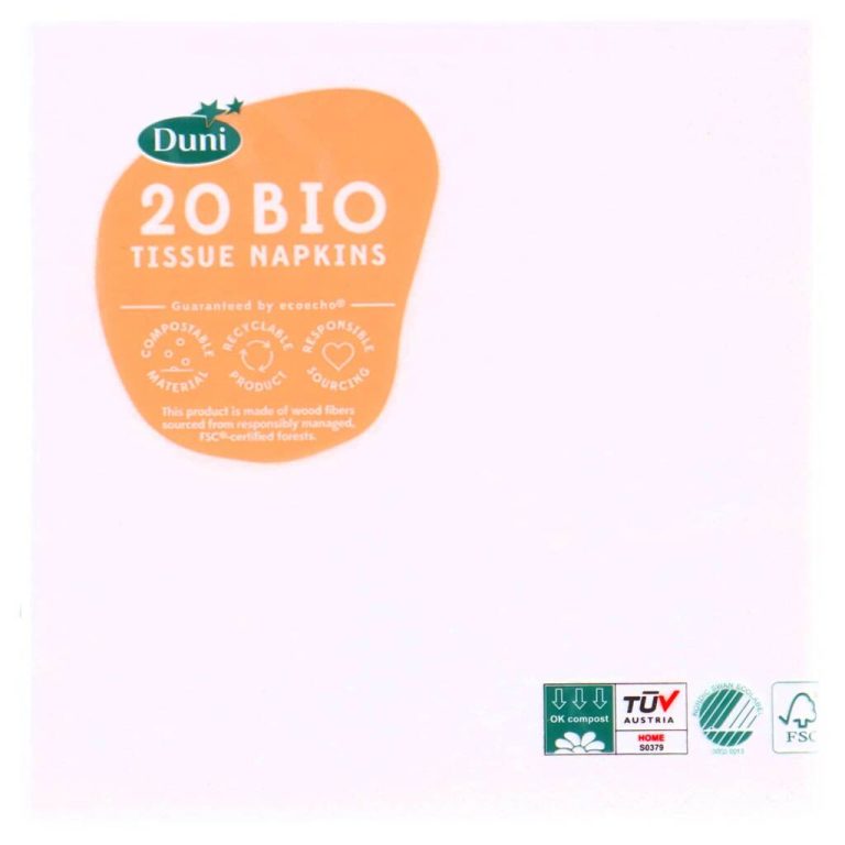 Duni Bio 3-Laags Papieren Servetten 33x33 cm 20 Stuks Wit | Kopen bij Flickmyhouse