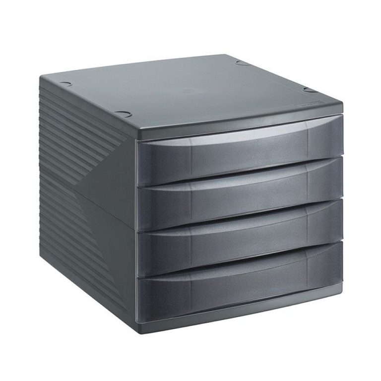 Rotho Quadra Ladenbak met 4 Dichte Lades A4 Antraciet | Kopen bij Flickmyhouse