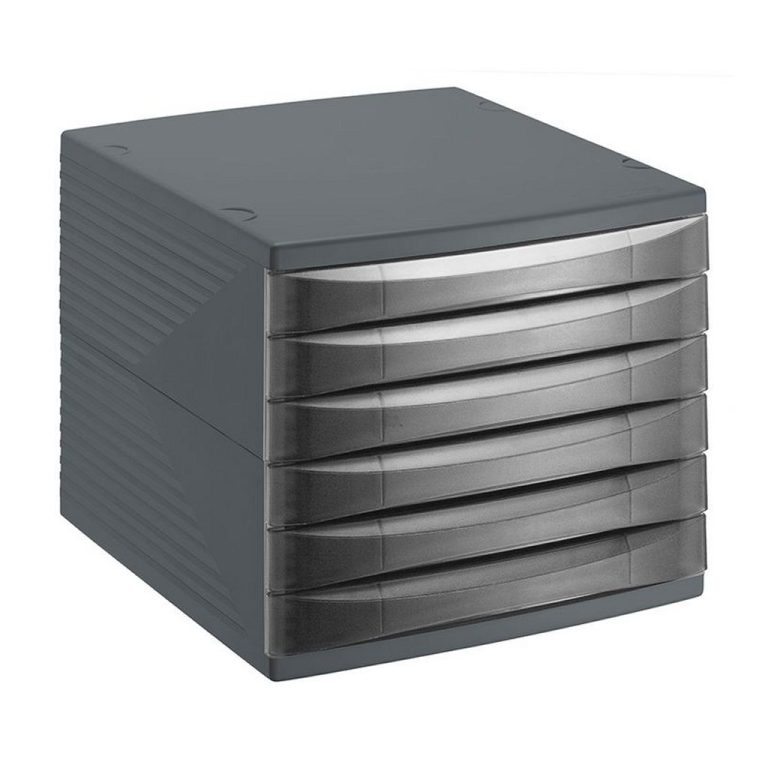 Rotho Quadra Ladenbak met 6 Dichte Lades A4 Antraciet | Kopen bij Flickmyhouse