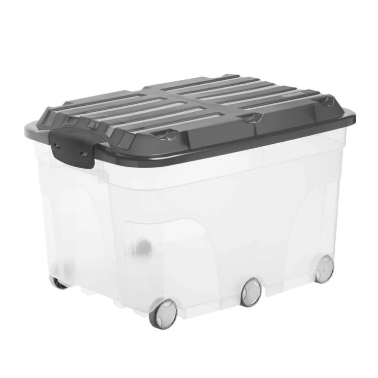 Rotho Roller Opbergbox met Deksel en Wielen 57L Antraciet/Transparant | Kopen bij Flickmyhouse
