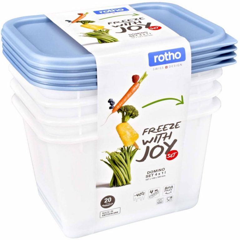 Rotho Domino Diepvriesdozen Etiket Decor 4x1L Horizon Blauw/Wit | Kopen bij Flickmyhouse