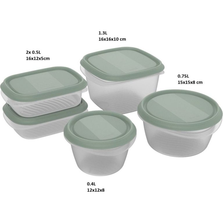 Rotho ELEMENTS Koelkast Bewaardoos Set 5-delig Mistletoe Groen/Transparant | Kopen bij Flickmyhouse