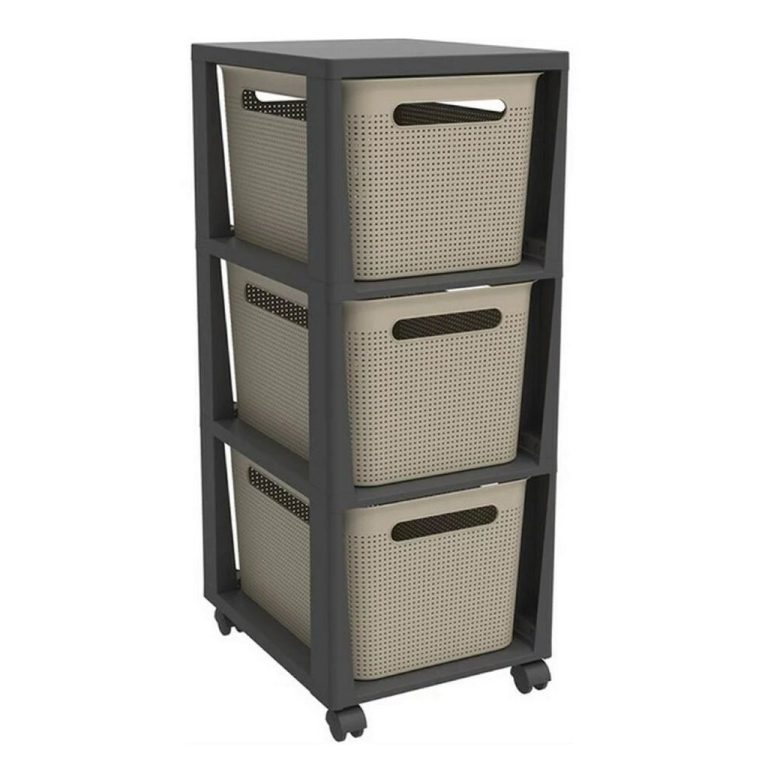 Rotho PINA Ladekastje met 3 Laden 77x36.6x29.6 cm Cappuccino/Antraciet | Kopen bij Flickmyhouse