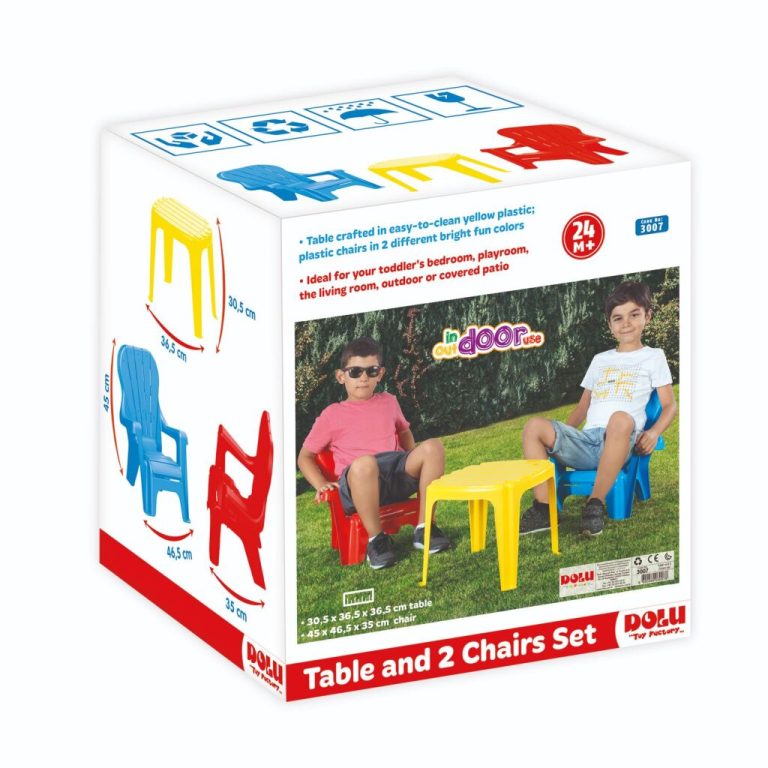 Dolu Tafel met 2 Stoelen Blauw/Rood/Geel | Kopen bij Flickmyhouse