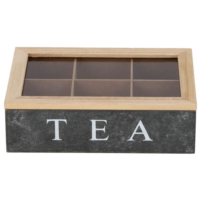 Daily Home TEA Theedoos met 6 Vakken MDF/Glas | Kopen bij Flickmyhouse