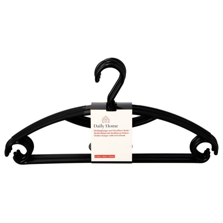 Daily Home Plastic Kledinghangers 5 Stuks Zwart | Kopen bij Flickmyhouse