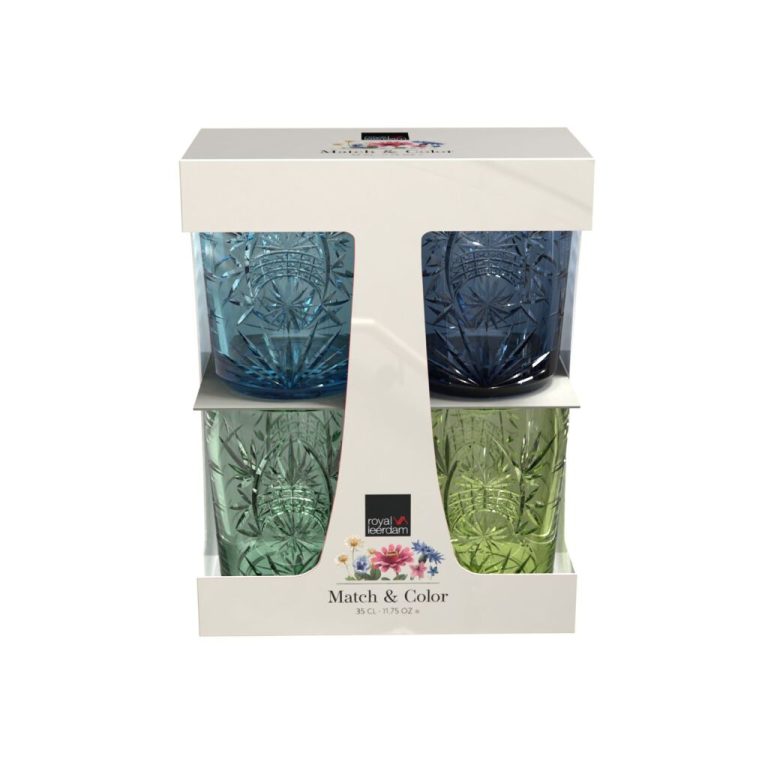 Royal Leerdam Match and Color Waterglazen 35 cl 4 Stuks Groen/Blauw | Kopen bij Flickmyhouse