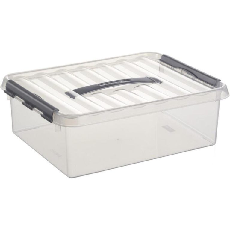 Sunware Q-Line Opbergbox 10L 40x30x11 cm Transparant/Grijs | Kopen bij Flickmyhouse