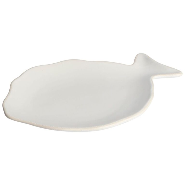 Gusta Aardewerk Bordje Vis 21.5x15.2 cm Wit | Kopen bij Flickmyhouse