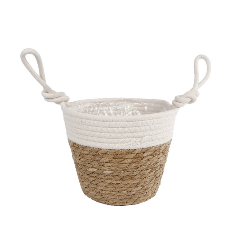 Rieten Plantenmand Blois 20x14x30 cm Naturel/Wit | Kopen bij Flickmyhouse