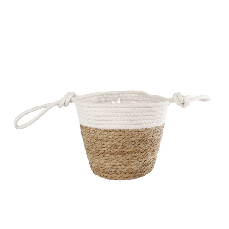 Rieten Plantenmand Blois 23x17x35 cm Naturel/Wit | Kopen bij Flickmyhouse
